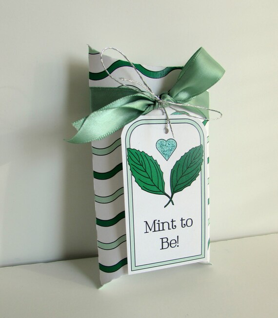 Items similar to Mint Bridal Shower Favor Box Tag Set Mint to Be