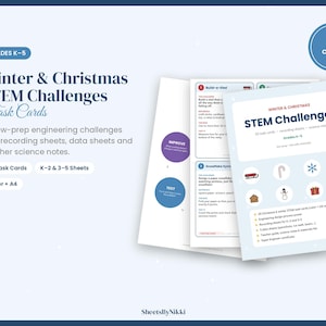 Winterweihnachtliche STEM-Herausforderungen – Aufgabenkarten, Ingenieurdesignprozess (Digitaler Download)