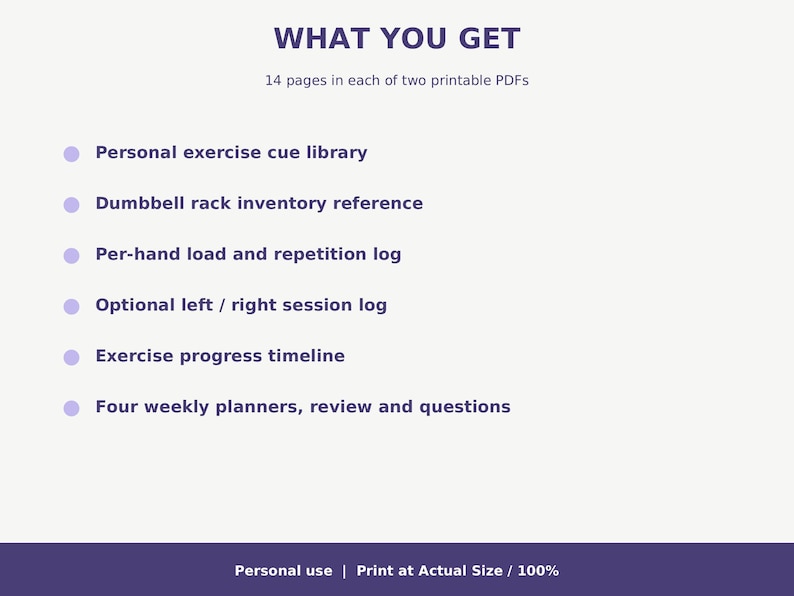 Beginner Dumbbell Gym Planner Printable - Per-hand Workout Log ...