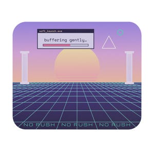 Vaporwave Aesthetic Mouse Pad, Pastel Sunset Grid Desk Pad, Retro Computer Window Desk Accessory, Soft Launch Gift, Lilac Peach