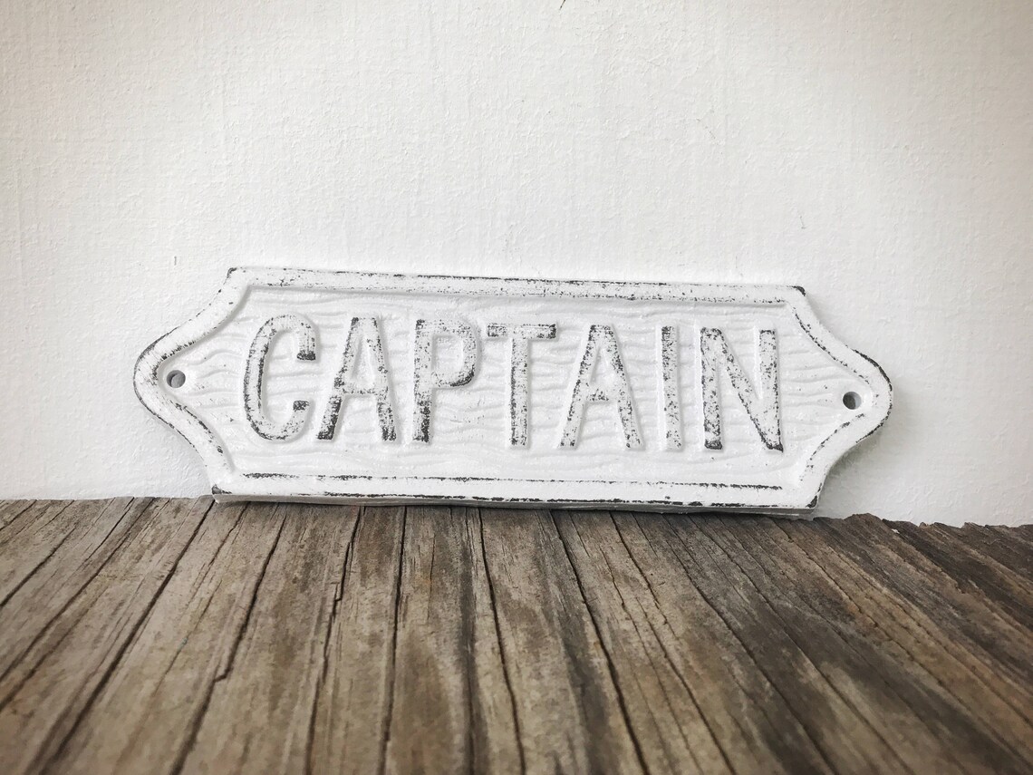 Rustikale weiße Kapitän Zeichen / Mann Geschenk für ihn / | Etsy