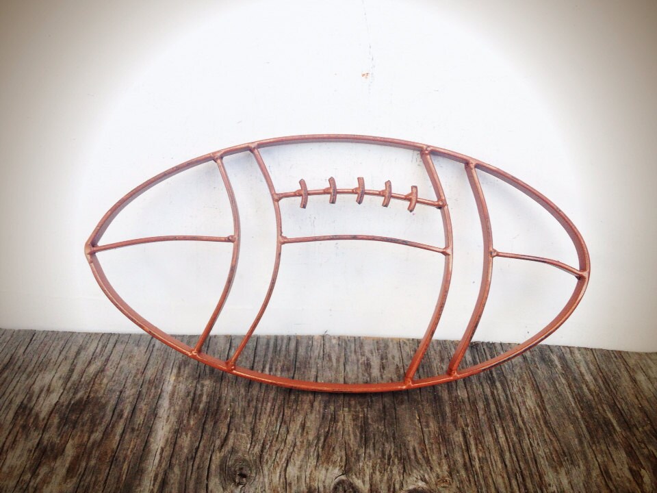 BOLD football metal wall art // rustic cinnamon brown // boys Etsy
