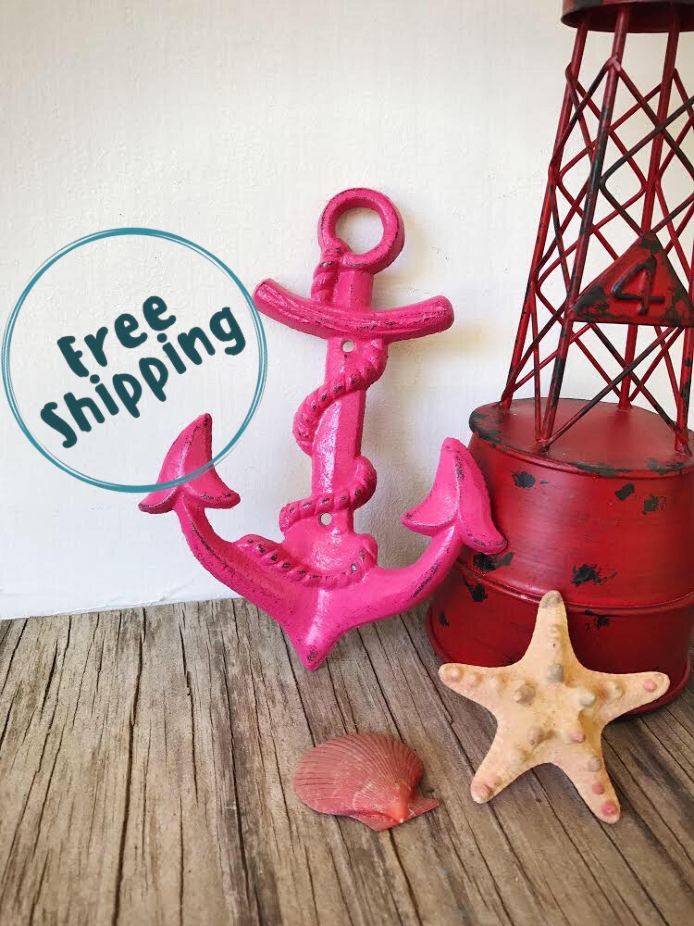 Hot Pink Anchor Towel Hook / Teen Girl Bathroom Decor / Rustic Etsy