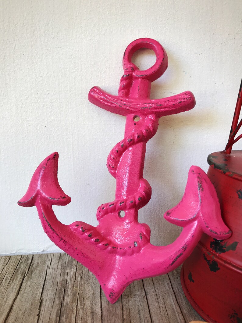 Chaud Ancre Rose Serviette Crochet Ado Fille Salle De Bain Decor Rustique Sirène Pépinière Stockage Chambre à Coucher Les Filles Plage Murale