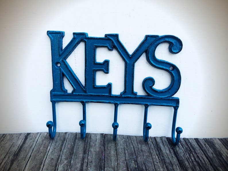 Mudroom Storage Key Rack Organizer / Entryway Key Hooks / Teal Etsy