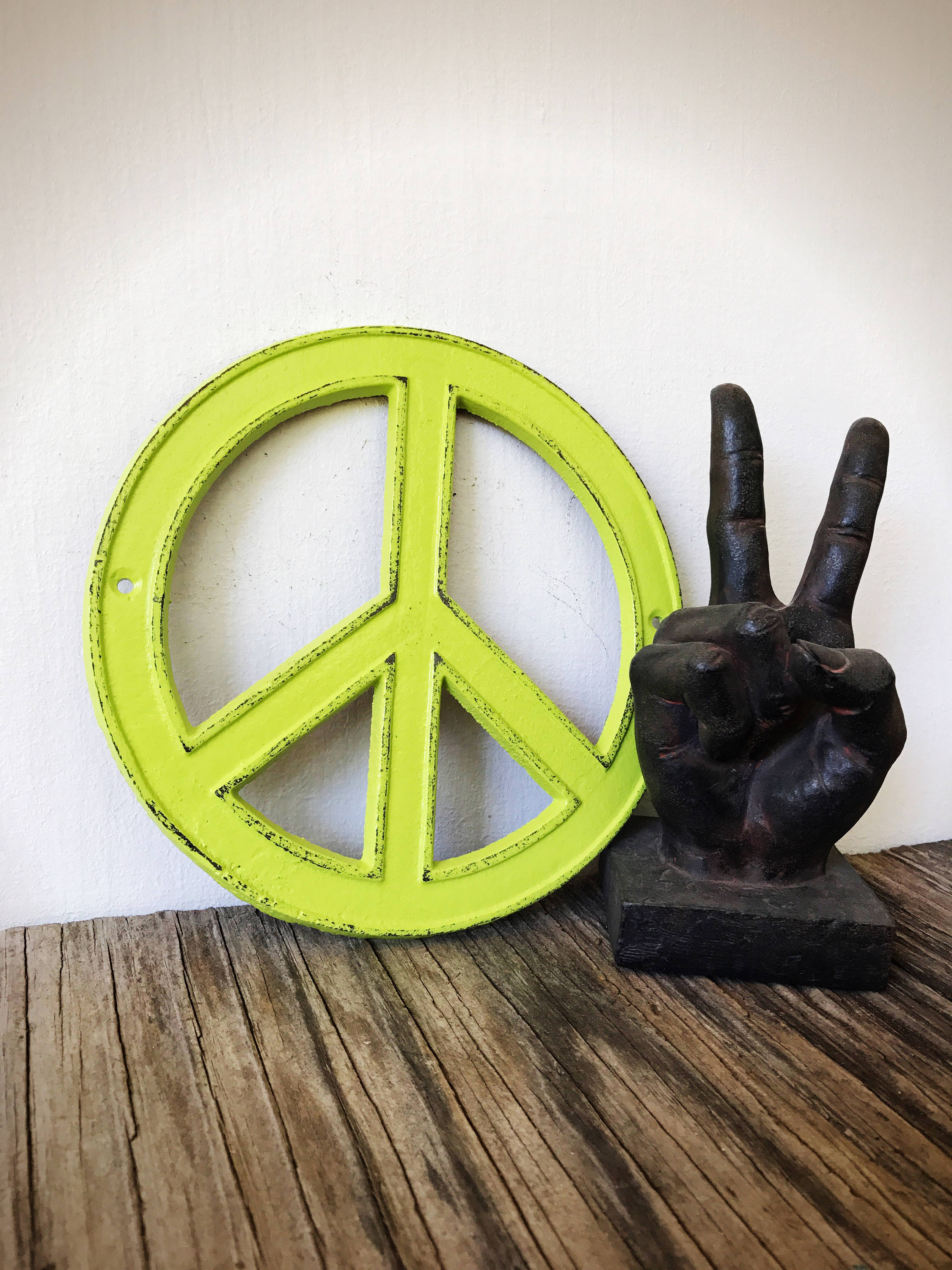 Lime Green Metal Peace Sign Wall Hanging / Rustic Boho Decor / Etsy