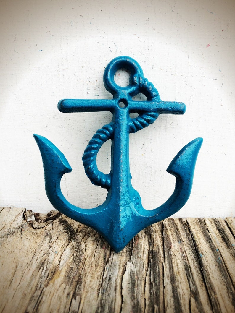 BOLD NAUTICAL Anchor Wall Hook // Teal Blue // Rustic Shabby Etsy