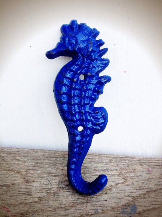 BOLD Royal Navy Blue // SEAHORSE Wall Hook Towel Hook // Etsy
