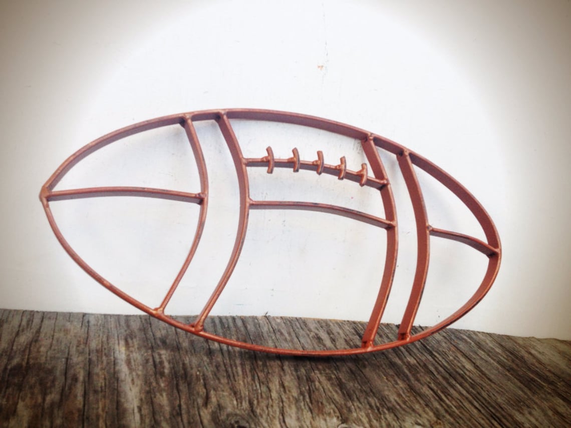 BOLD football metal wall art // rustic cinnamon brown // boys Etsy