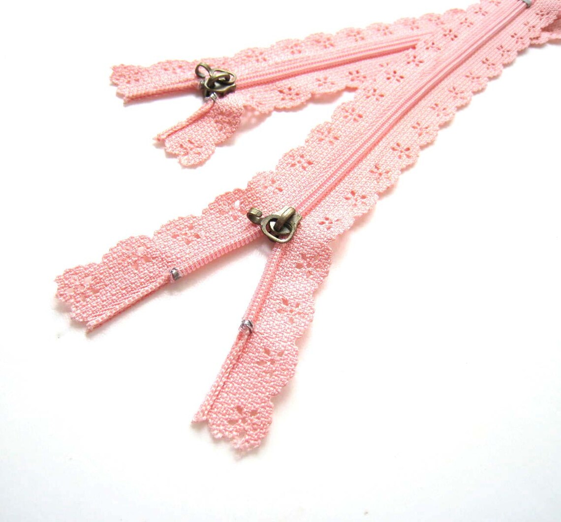 Pink Floral Lace Zipper Zip Fastener 23.5cm Long 2pc Etsy