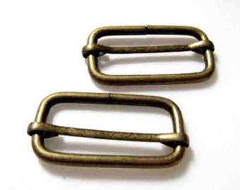 Antique Brass Rectangle Slider Rings Finding for Handmade Bags - Set of 2pcs (3.4cm x 1.5cm)