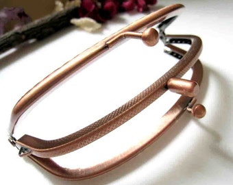 4.5 Inch Red Bronze Brushed Metal Sewing Double Clip Purse Frame - 1pc