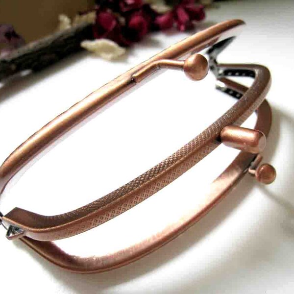 4.5 Inch Red Bronze Brushed Metal Sewing Double Clip Purse Frame - 1pc