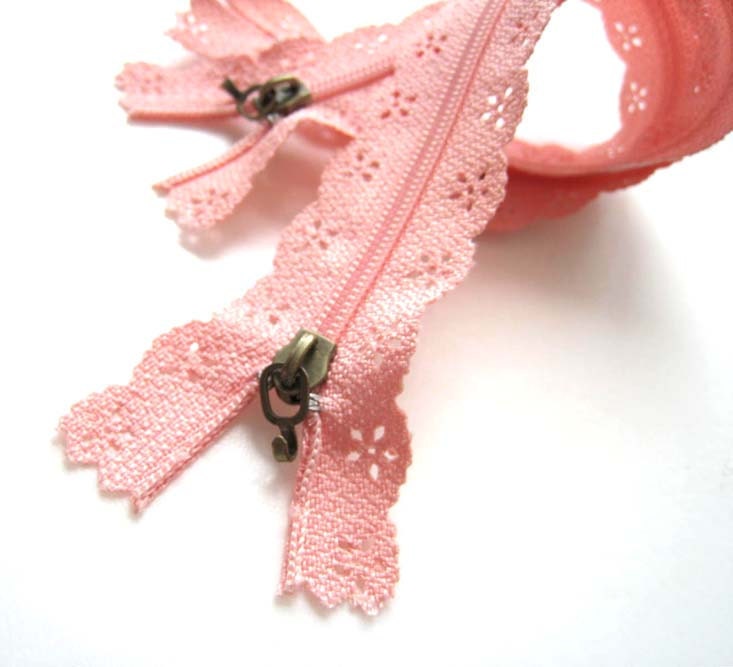 Pink Floral Lace Zipper Zip Fastener 23.5cm Long 2pc Etsy