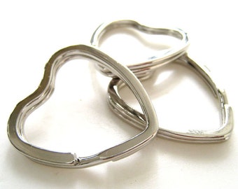 10pcs Silver Heart Split Jump Ring Key Ring Connector Charm 30mm (F-S0105)
