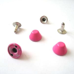 10mm Neon Pink Metal Bucket Studs, Metal Bullet Spikes Studs - Pack of 10pcs