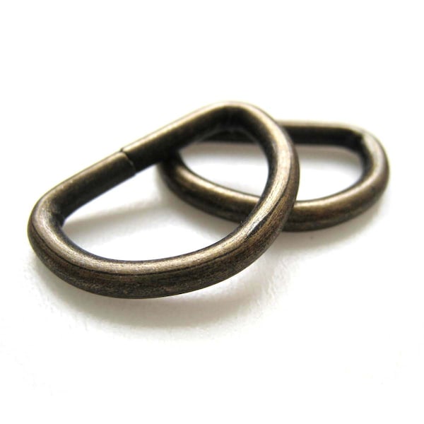 Antique Brass Bronze D-Ring Finding for Hand Bag - Set of 2pcs (2.5cm x 1.8cm)