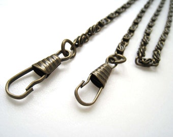 Antique Brass Bag Chain with Clasps - Long Chain for Hand Bag and Clutch Bag (123 cm long)