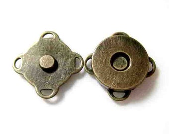 14mm Antique Brass Sewing Magnetic Snaps Closures - Set of 2pcs