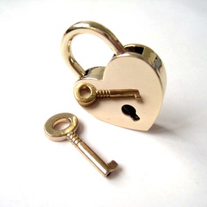 Gold Heart Lock Key Set for Hand Bag Clutch Backpack - 1pc