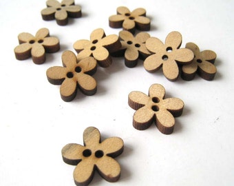 14mm Cute Wooden Plum Blossom Floral Sewing Button Sew-on Button Set - Pack of 50pcs