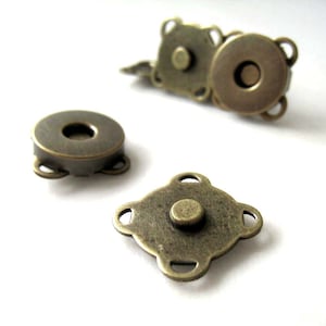 14mm Antique Brass Sewing Magnetic Snaps Closures - Pack of 10sets