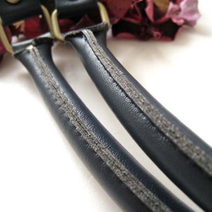 42cm Dark Blue Floral Microfiber Leather Handle 1 Pair includes 2pcs image 3