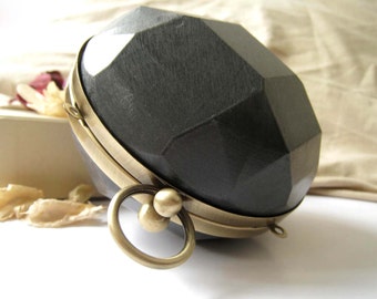 11cm Round Ball Dressing Case and Brass Bronze Metal Purse Frame with Round Ball Clasp Clip - 1pc