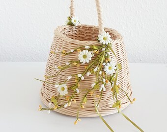 Flower girl flower girl wedding basket DAISY wicker basket hand braided bridesmaid decorative storage gift basket - STILIKONEN Lounge