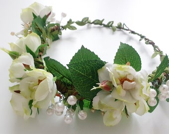 ICON - Rosen HOCHZEIT Perlen Blumen Blüten Haarreif Brautschmuck Seidenblüten Blumenkrone, Perlenschmuck Blütenkrone Brautschmuck Haarband