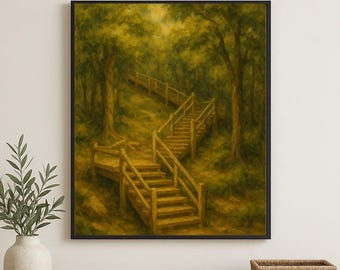 Jacob's Ladder Waco Texas Print: Rustic Staircase in Woods (Digital Download)
