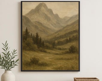 Moody Mountain Pass Landscape Print: Rustic Cabin Wall Art (Digital File 8x10-24x36 jpgs)