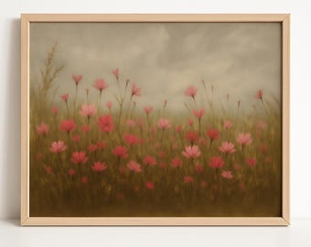 Moody Wildflower Art Print: Impressionist Cottagecore Decor (Digital Download)