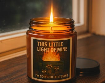 Funny Raccoon Dumpster Fire Candle: Sarcastic Soy Candle, Dark Humor Gift