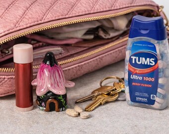 Whimsical Pill Bottle for Purse Cottagecore Mini Pill Case Fairy House Pill Container Discreet Pocket Self Care Gift 5 mL