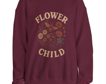 Flower Child Sweatshirt: Wildflower Bee, Boho Cottagecore Aesthetic