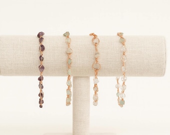 Kupferdraht Gewickelt Kristall Armband - Handgemachter Edelstein Schmuck