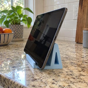 Tablet Stand STL File, 3D Printable Desk Tablet Holder with Two Viewing Angles