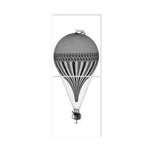 Peut inclure: Une illustration en noir et blanc d'une montgolfi&egrave;re avec le texte "Big Cloudy" sur une banni&egrave;re.