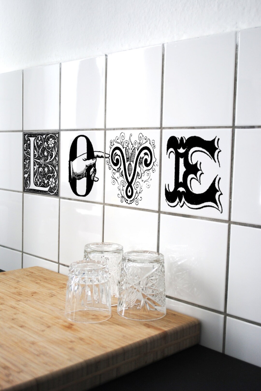 Fliesenaufkleber/Fliesentattoo 4er Set "LOVE" Etsy.de