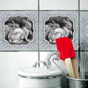 TILE DECALS - set of 4 - &quot;ALVA 02&quot;