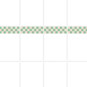 May include: A grid of white squares with a decorative border of alternating pink and green checkered pattern. The design is simple and clean, suitable for various creative projects.