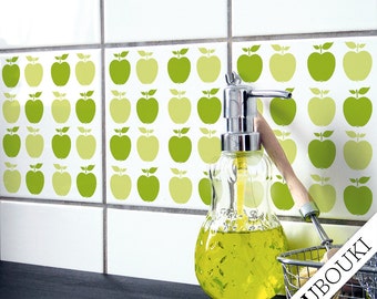 tile decal - set of 4 - "APPLE 16 grün"