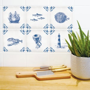 TILE DECALS - set of 6 - &quot;BENTO 3&quot;
