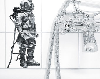 タイルステッカー/タイルタトゥー 2枚セット「DIVER SMALL」