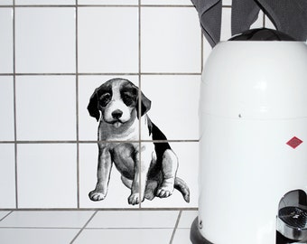 Tile Decal - set of 4 - "PUPPY"