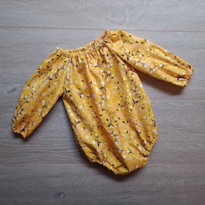 Yellow floral Playsuit long Sleeves Baby Shower Gift Newborn Outfit Bubble Romper Baby Clothes Beach Newborn Sunsuit Take Home Outfit