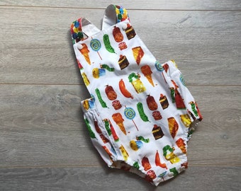 Hungry Caterpillar Romper, Caterpillar Outfit, Colourful Spots Romper, Summer Romper, Overall Romper, Hungry Caterpillar Boys Overalls ,