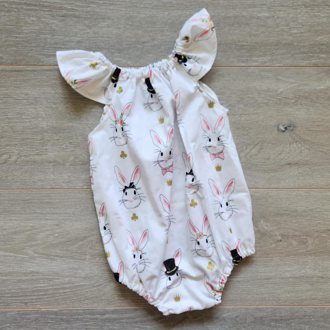 Easter Rabbit Romper Gold Seaside Playsuit Bubble Romper Girls Bunny ...
