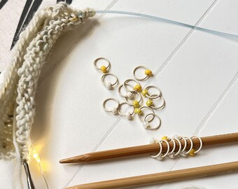 Stitch Markers - Mellow Yellow - Dangle Free, Snag Free Knitting Stitch Markers - Pick Your Size